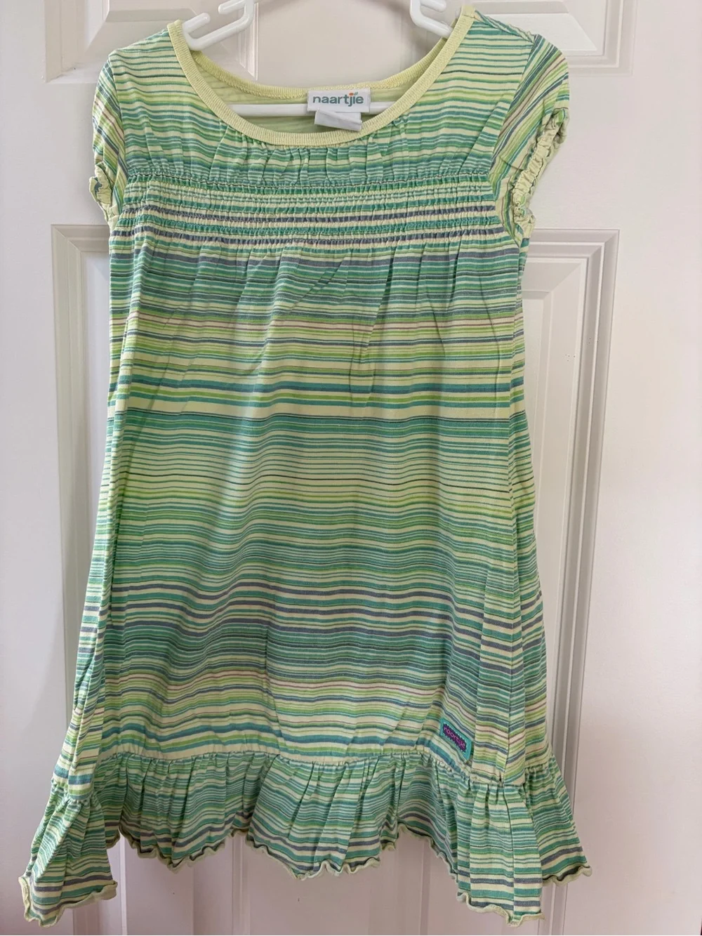 naartjie Green and Mint Striped Smocked Sundress